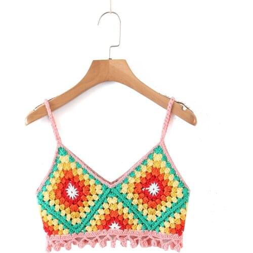 Hollow Out Sexy Crop Tops Women Summer V-neck Elegant Fashion Camis Female 2021 Slim Vintage Chic Tank Tops Lady