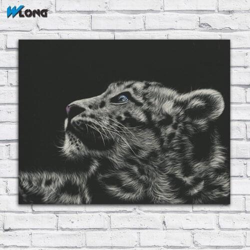 Large size Printing Big cats Painting Art Snow leopards Head Black canvas prints pictures for living room and bedroom No Frame