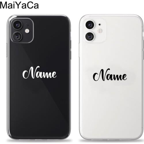 Case for iPhone 12 mini 11 Pro Max XR XS X 8 Plus 7 SE 2020 6S Clear See Through Transparent Phone Cover with Personalized Name