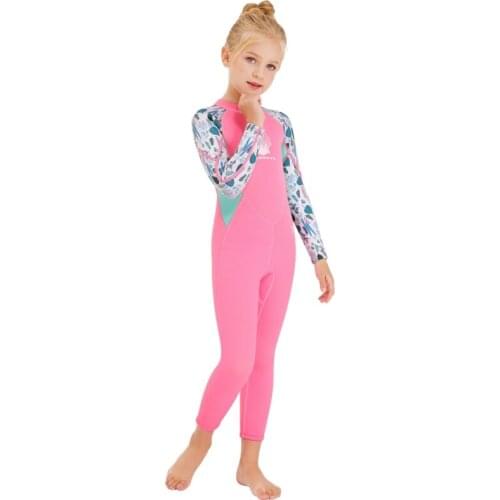 Childrens Swimwear 2.5mm Continuous Long-sleeved Warm-round-shredded Sunscreen Fast Diving Suit Swimwear New Style