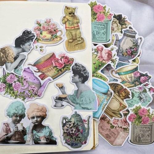 40pcs Vintage Lady Life Daily sticker DIY scrapbooking base collage diary happy plan gift seal decoration sticker