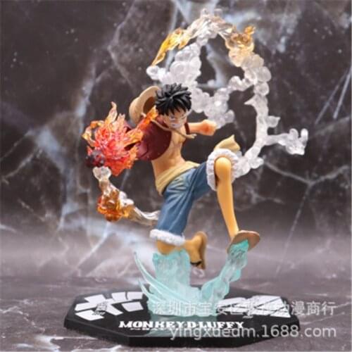 Anime OP Figure Monkey D. Luffy Action Figures Fire Fighting Edition Luffy PVC Collectible Model Toys Gift Doll14cm