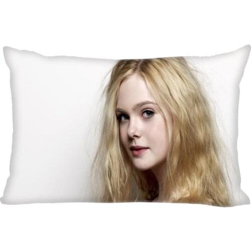 Hot Sale Elle Fanning Rectangle Pillowcase Custom Home textile Zipper Pillowcase Pillow Cover Size 45*35cm (one side) Print