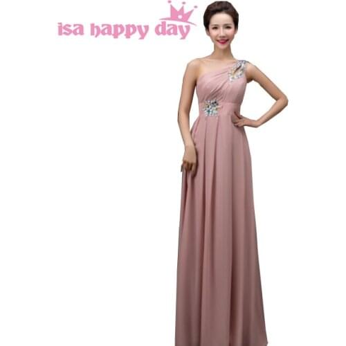 Greek goddess women long one shoulder bridemaid dress 2020 special occasion bridesmaids dresses with beads under 100 H3754