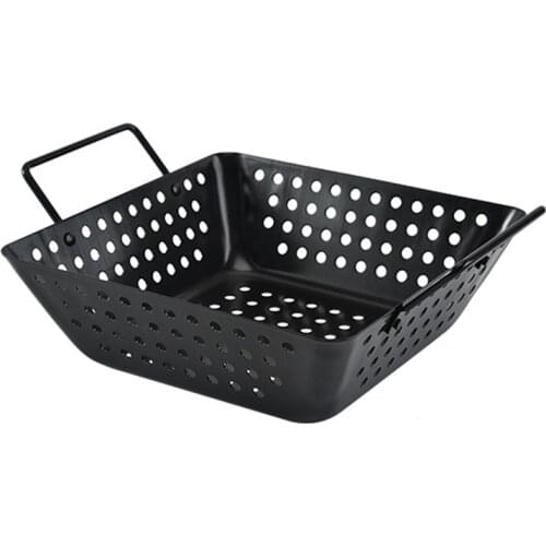 Grill Wok with Handle,BBQ Accessory Barbecue Tools for Stir Fry,Shrimp,Meat & Vegetable Outdoor Camping Cookware