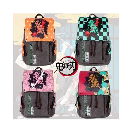 IVYYE Kimetsu no Yaiba Logo Fashion Canvas Backpacks Rucksacks Cartoon Backpack Casual Bags travel Knapsack Unisex Gift