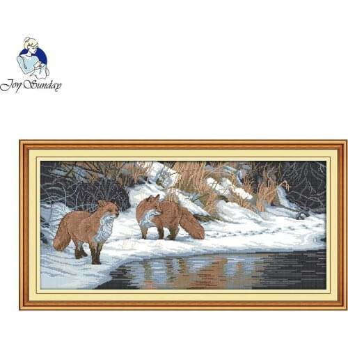 Joy Sunday Winter fox Craft stitch painting Cross Stitch Kits For Embroidery Needlepoint Set