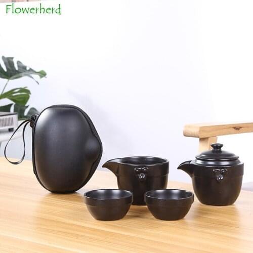 Ceramic White Porcelain Kung Fu Tea Set Teaware Travel One Pot Two Cups Portable Creative Office Teapot Tea Cup
