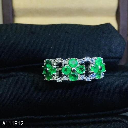 KJJEAXCMY fine jewelry natural Emerald 925 sterling silver new adjustable gemstone women ring support test trendy