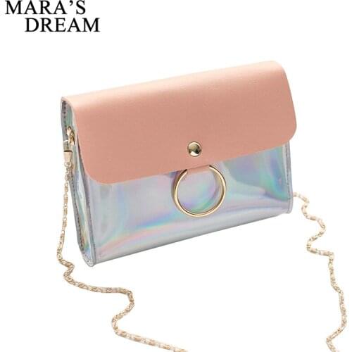 Maras Dream Women Solid Handbags Crossbody Messenger Bag PU Leather Chain Patchwork Small Sling Shoulder Bags Purses Phone Bag