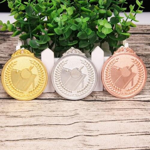New Fashion Gold Silver Bronze Table Tennis Medals Custom Metal Medals Match Championship Sports Athletic Medals 65mm Diameter