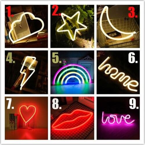 LED modeling lamp INS childrens room night light bar rainbow decoration light dormitory room neon light red lips creative