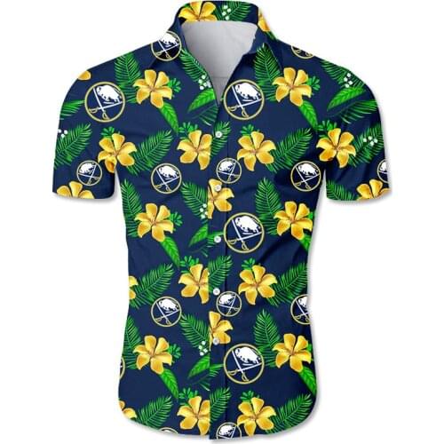 Buffalo mens casual hawaiian shirts Yellow flower graffiti cow print 3D Sabres tops