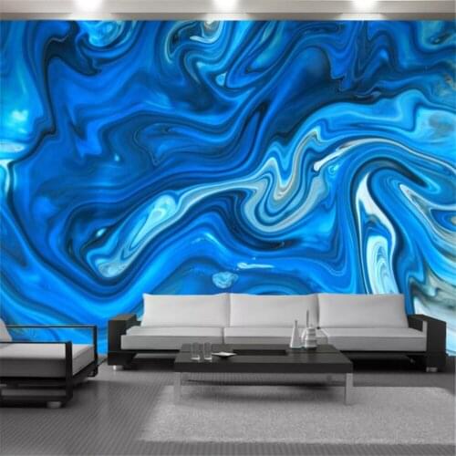 Custom 3d Landscape Wall Covering Wallpaper Blue Ocean Wave Pattern Mural Living Room Bedroom Home Decor Painting Wallpapers