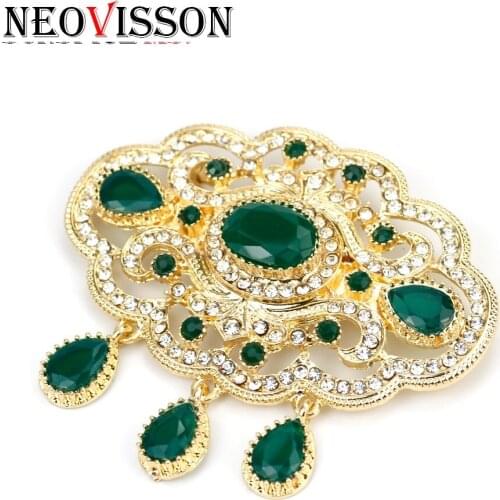 NEOVISSON Gold Color Algerian Brooch for Women Ethnic Wedding Jewelry