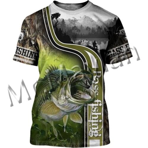 New Fashion Animal Bass Fishing Art Summer Men/Women O-Neck T-shirt 3D Print Leisure / Beach Shorts / Tank / Oversized Tops S-87