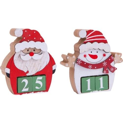 2021 New Christmas Countdown Wooden Advent Calendar Santa Snowman DIY Number Date Block