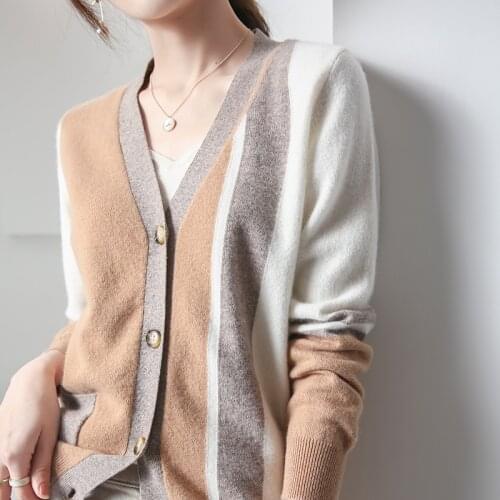 New Arrival 100% Pure Wool Cashmere Sweater Women Pile V-Neck Cardigans Long Sleeve Solid Color Knit Bottoming Shirt Plus Size