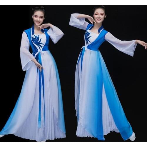 New Arrival Adult Classical Dance Costume Long Sleeve Chiffon Dress for Performance Stage Costumes Women Classical Dress CD2014