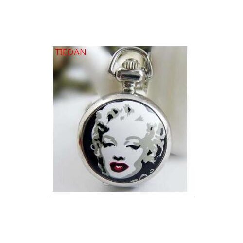 Wholesale New fashion woman girl cute fashion jewelry sketch Marilyn Monroe pocket watch necklace hour price good antibrittle