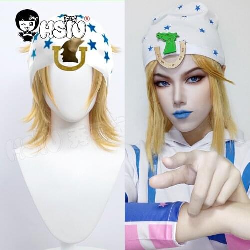 Johnny Joestar wig JoJo Bizarre Adventure Cosplay wig HSIU Brand Short blonde hair+Free wig cap