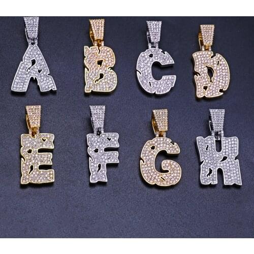 Custom Letters Pendant Necklaces Name Iced Out Old Gold Silver CZ Crystal Choker Necklace Punk Tennis Chain Fashion Jewelry Gift