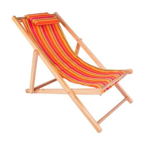 Solid wood portable folding chaise longue Recliner Beach deck chair with pillow