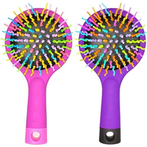 Rainbow Comb Volume Brush Candy Tone Magic Hairbrush with Mirror for Hair Beauty