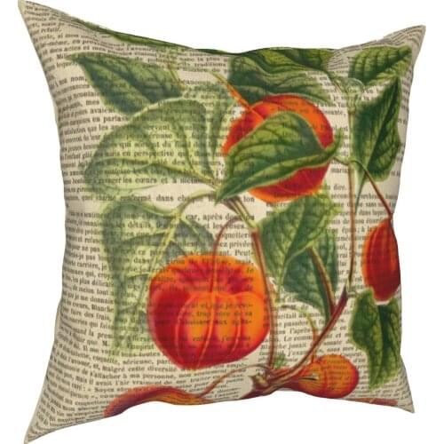 Botanical Print On Old Book Page Pillowcase Printed Polyester Cushion Cover Gift Pillow Case Cover Seat Zippered 40X40cm