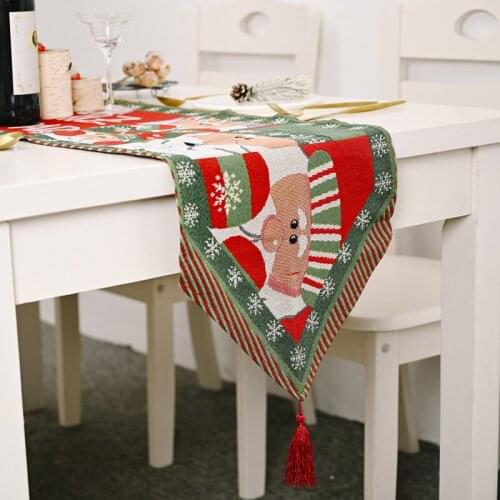 Christmas Knitted Fabric Elk Snowman Table Runner Merry Christmas Decor For Home Xmas Ornaments New Years Decor New