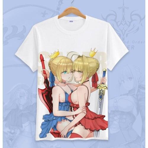 Saber fate go anime t shirt fate grand order short sleeve cosplay T-shirt summer tees top