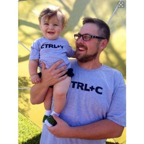 Family Matching Outfits Cute Print Ctrl C + Ctrl V Father Son t shirt Family Apparel Fashion Baby T Shirts Cotton Men Tops Tee