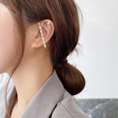 Long Wrap Crawler Hook Earrings Fashion Crystal Stud Earrings Climber Earrings Piercing Jewelry For Women Gifts