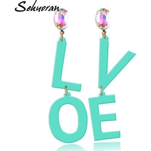 Sehuoran Brinco Brincos Originality Trendy Love Letter Resin Engraving Drop Earrings For Women Elegant Design Jewelry Wholesale