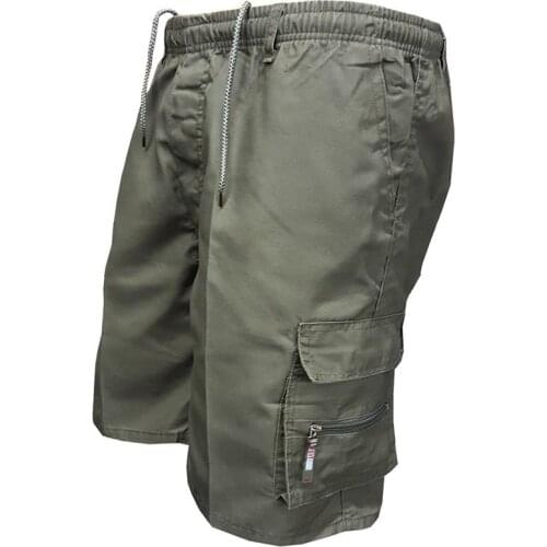 Plus Size Multi Pocket Cargo Shorts Men Military Casual Cotton Knee Length Shorts Men Loose Army Tactical Homme Summer Sweatpant