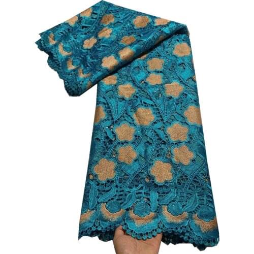 SJ Lace African lace fabric 2021 High Quality Guipure Lace Fabric With Stones Latest French Cord Lace Fabric For Wedding df3-27