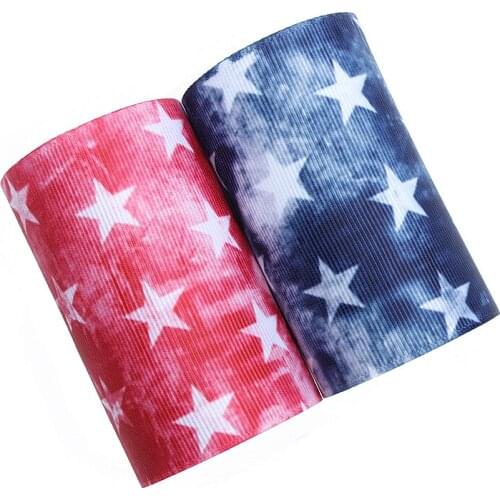 FLRARIBBONS 75mm stars heat transfer printed us flag ribbon