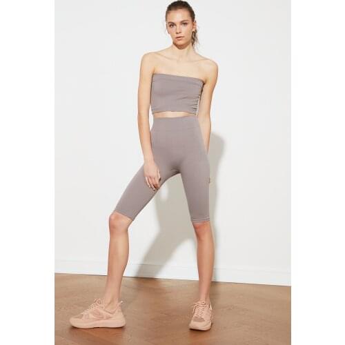 Turkish Textile Mink Seamless Ribbed Biker Sports Leggings Turkey Production