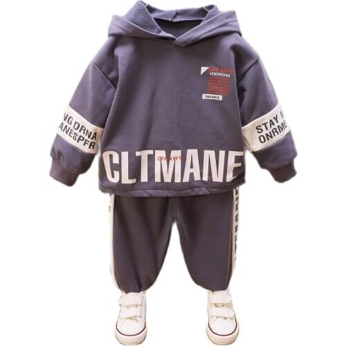 Spring Autumn Baby Boy Girl Set 2021 New Fashion Letter Cotton Sweater Hoodie+Long Pants Suit Children Clothing Tracksuits