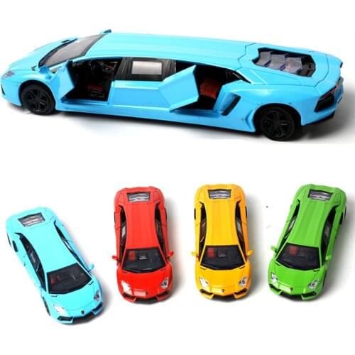 [Funny] Light and Sound Extended Sports car Limo Toy Car Limousine Diecast Vehicle Models 1:36 Alloy Pullback Model kids gift