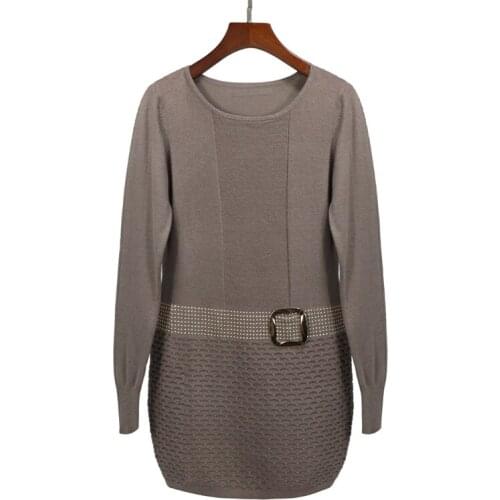High Quality 2019 New Women Sweater Autumn Winter Fashion Tops Cashmere Long Sleeves O-Neck Womens Sweater Dress Wool Pullovers
