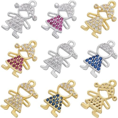ZHUKOU 2021 NEW Cute BOY/GIRL charms pendants for women DIY handmade necklace Jewelry making accessories wholesale VD886