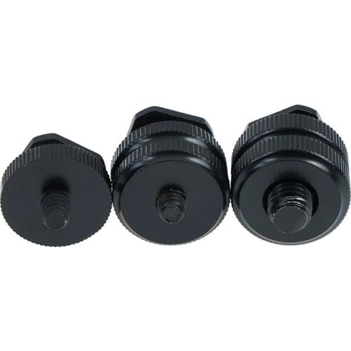 1Pc 1/4" 3/8" inch tripod mount screw with double layer to flash hot shoe adapter