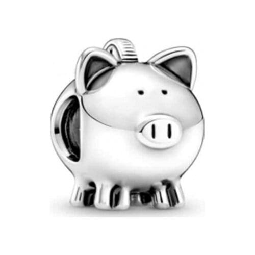 2021 New Autumn Charm Original S925 Sterling Silver Cute Piggy Beads Charms Fit Bracelets And Necklace DIY Accessories