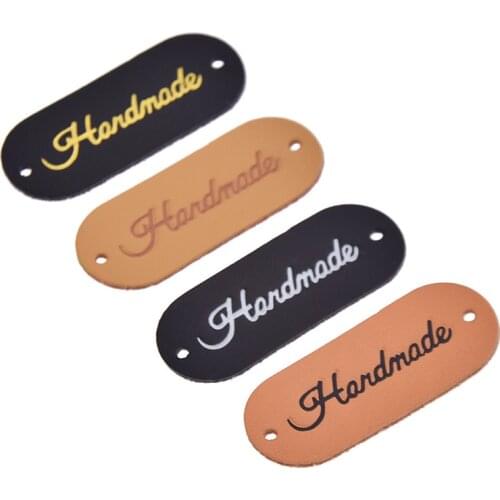 24PCS Mixed Colors Oval Artificial PU Leather Labels Tags DIY Handmade Sewing Craft Garment Bag Hat Decor Materials