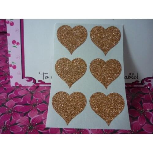 3.8cm Bronze Gold glitter wedding favors heart sticker