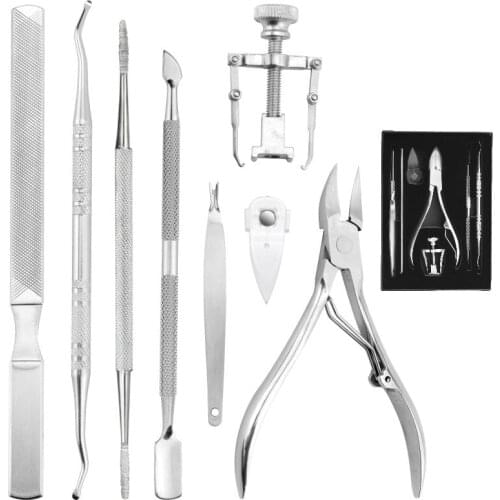 8pcs/set Cuticle Remover Kit Nail Clipper Trimmer for Cuticle Ingrown Nails Pedicure & Manicure Corrector Fixer Foot Care Tool