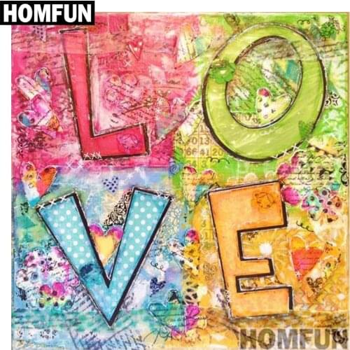 HOMFUN 5D Diamond "colorful love" Diamond Embroidery Full Round/ Square Diy Diamond Painting Cross Stitch Home Decor A00899