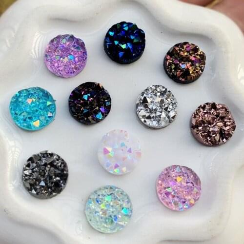 Bling AB Resin Irregularity Surface Ore Crystal 10mm Round Flatback Rhinestone Ornament DIY Wedding Craft 800pcs -B96
