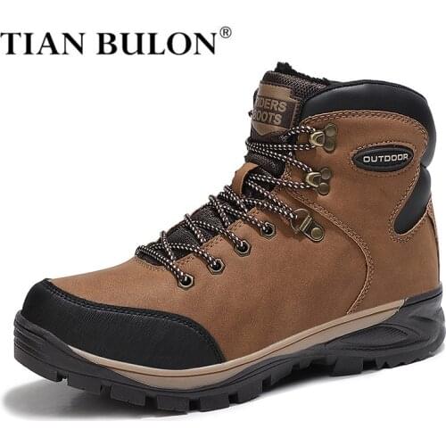 Winter Men Boots Genuine Leather Mens Snow Boots Outdoor Hikking Shoes Waterproof Mens Casual Ankle Boots Sneakers Bota Hombre